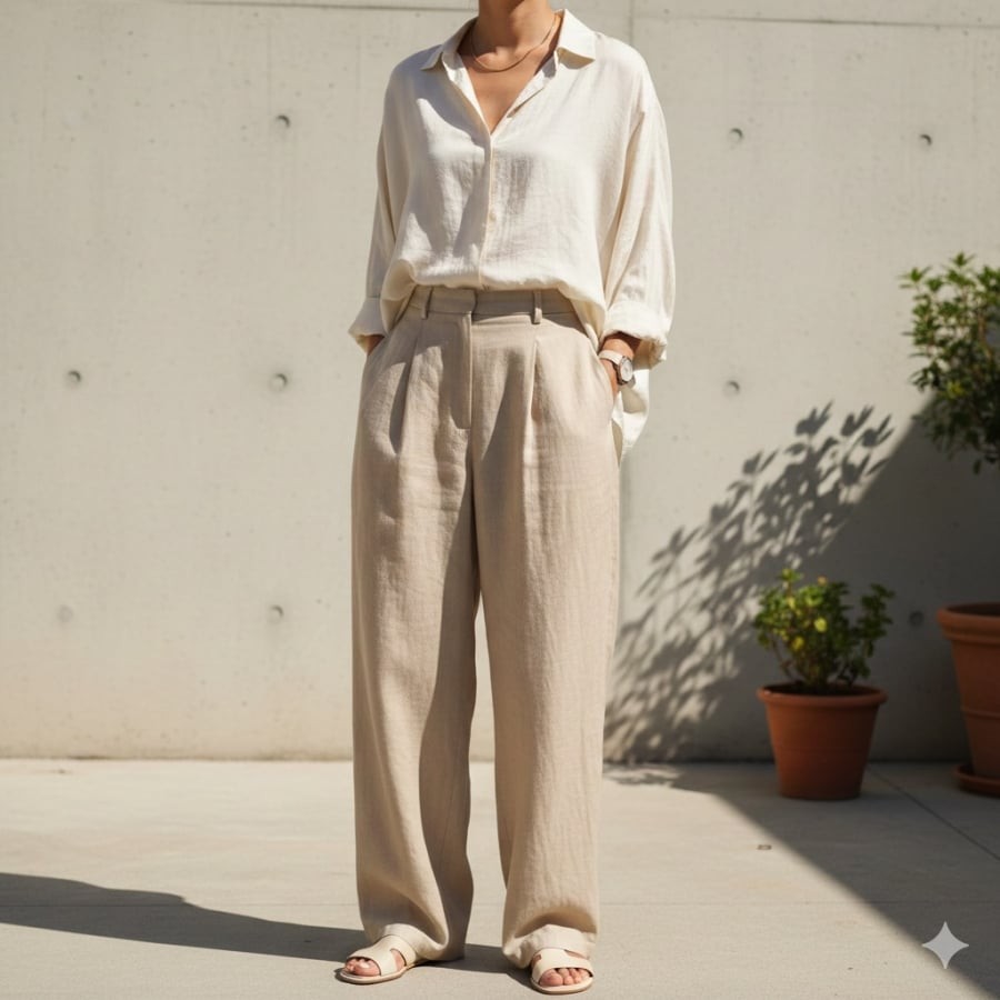 Trắng và be là “bạn thân” của quần sáng màu, giúp tổng thể sáng sủa và tinh tế.