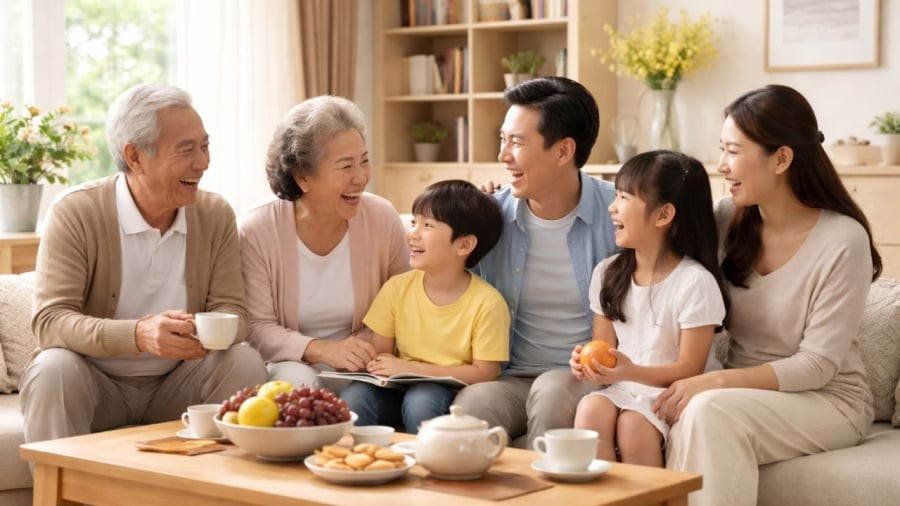 Gai đình hoà thuận vui vẻ thì sẽ hưng thịnh