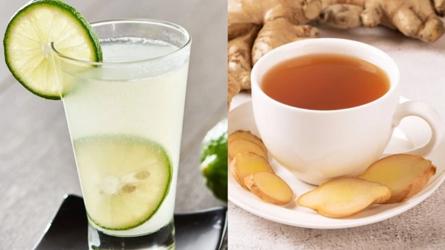 Nước chanh, trà gừng là những loại đồ uống có tác dụng thúc đẩy tiêu hóa, giúp giảm tình trạng đầy bụng, khó tiêu.