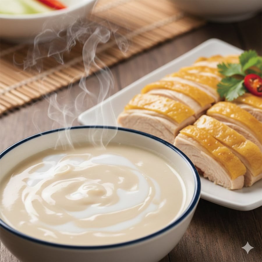 Gà luộc ăn kèm nước chấm pha khéo giúp món ăn quen thuộc trở nên tròn vị và hấp dẫn hơn.