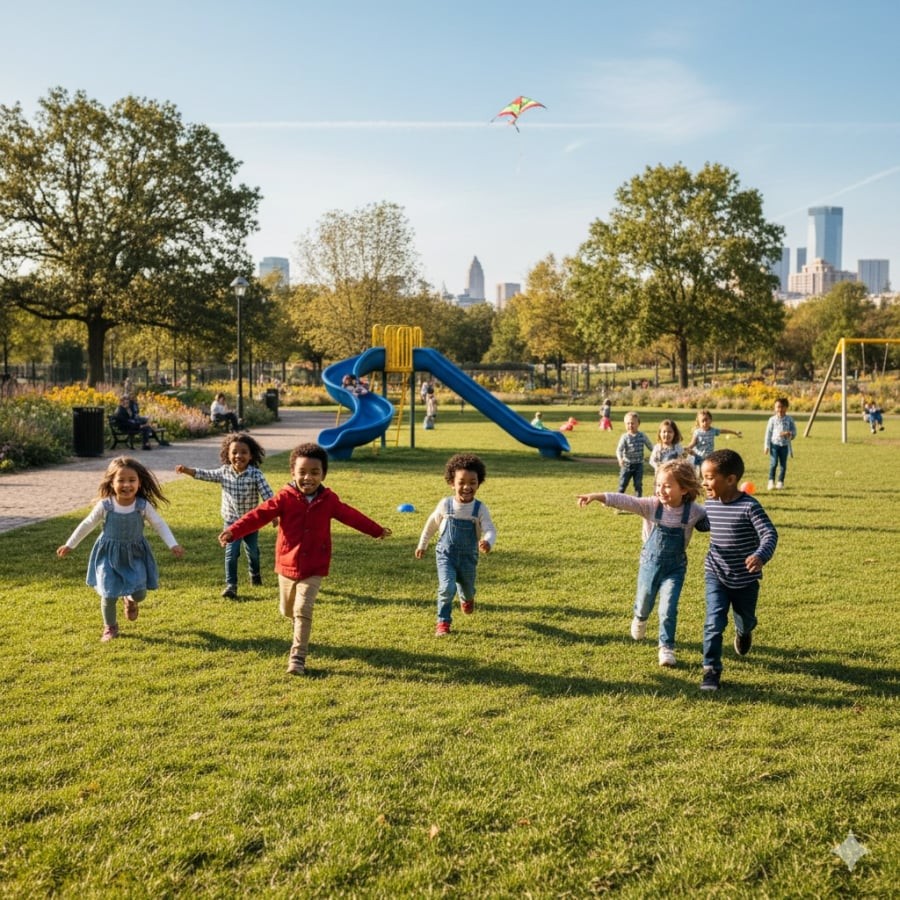 Trải nghiệm ngoài trời giúp trẻ năng động học hỏi qua va chạm thực tế.
