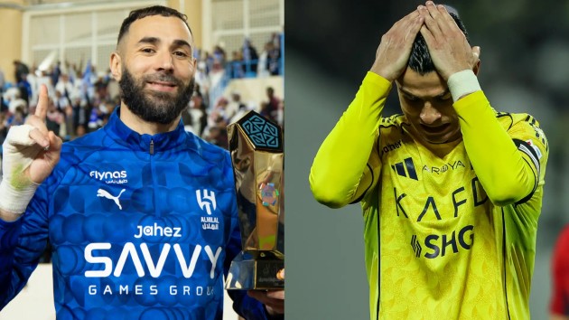 Benzema trêu chọc Ronaldo về chức vô địch SPL mùa này.