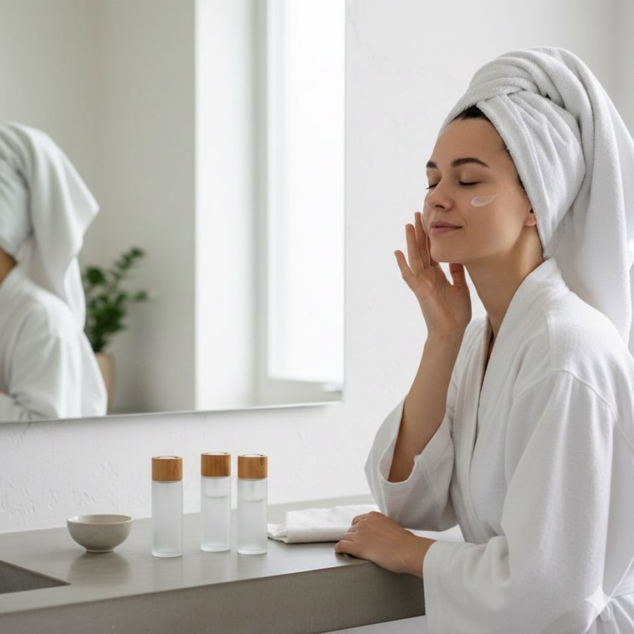 Duy trì chu trình chăm sóc da nhẹ nhàng, đều đặn giúp hạn chế mụn và giữ da ổn định trước Tết.