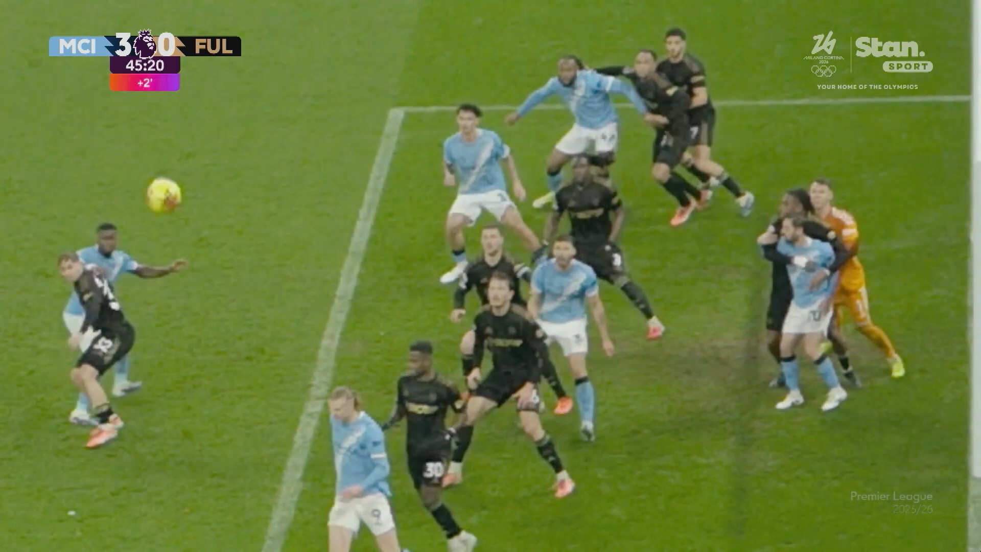 Tình huống gây tranh cãi ở trận Man City - Fulham.