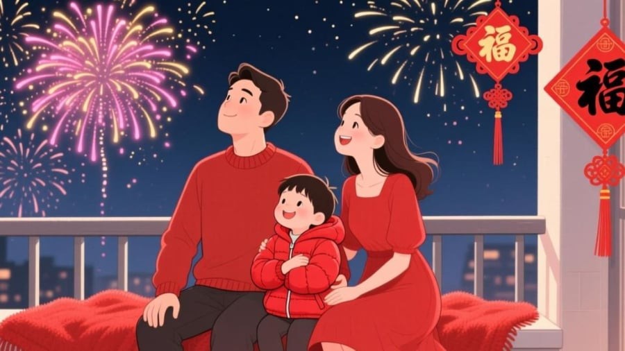 Vào đúng đêm Giao Thừa, những người gặp hạn Thái Tuế trong năm Bính Ngọ 2026 nên mặc trang phục màu đỏ để cầu may mắn, bình an.