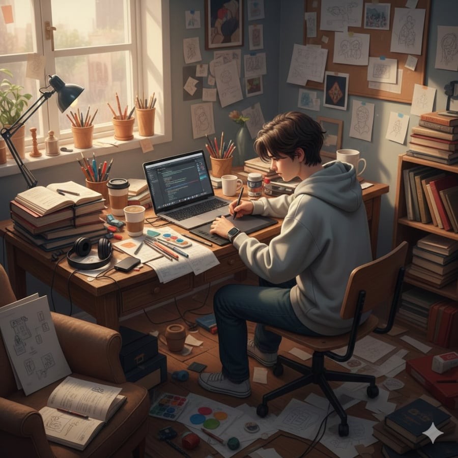 Nhiều người vẫn làm việc hiệu quả dù không gian sống chưa thật sự ngăn nắp theo chuẩn mực chung.