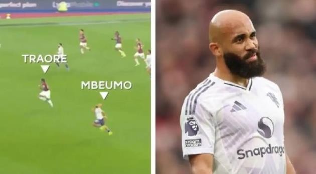 Mbeumo gây ấn tượng với pha bứt tốc vượt mặt cả Traore.