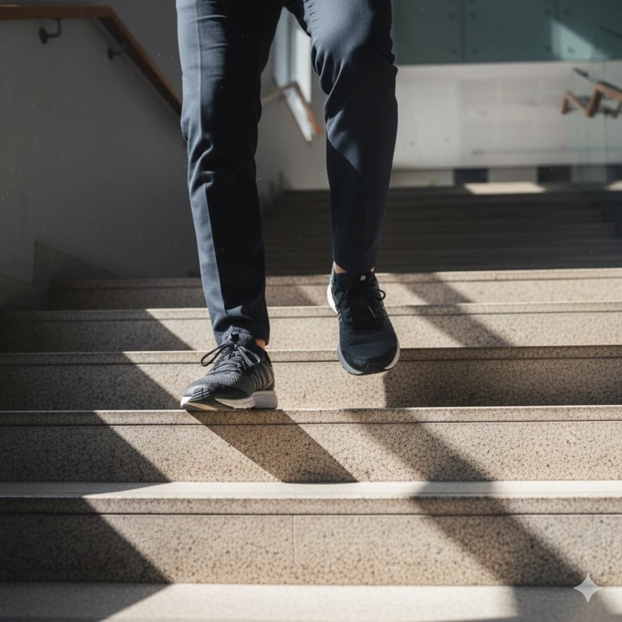 Mỗi bước leo cầu thang là một lần cơ mông, đùi và bắp chân được vận động hiệu quả.