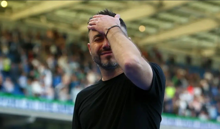 De Zerbi không thể kiểm chế được cảm xúc của mình.