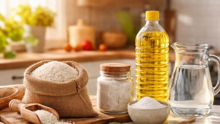 Gạo, muối, nước là những điều được cho là biểu trưng cho sự no đủ