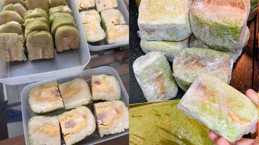 Trước khi cấp đông bánh chưng, bạn nên chia bánh thành từng miếng vừa ăn.