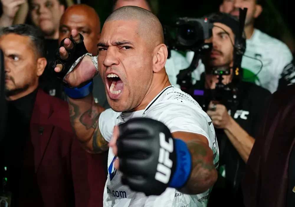 Alex Pereira of Brazil walks to the Octagon in the UFC light heavyweight championship fight