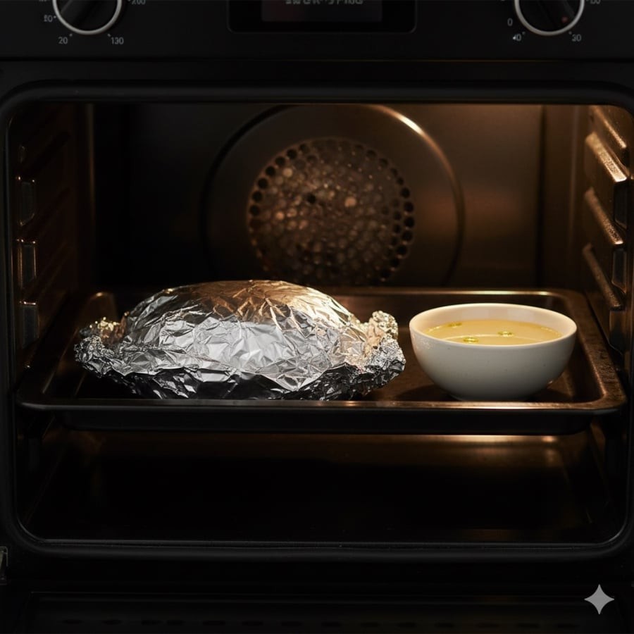 Bổ sung độ ẩm trước khi làm nóng là chìa khóa để thịt gà không bị mất nước.