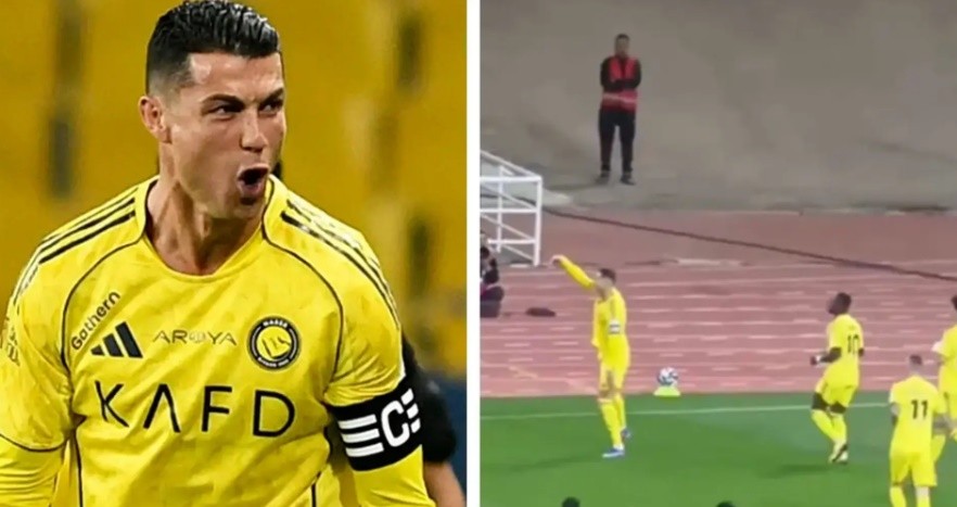 Ronaldo trình làng màn ăn mừng mới./