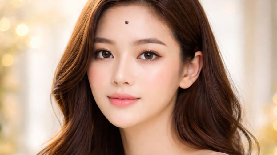 Nốt ruồi ở vị trí giữa trán được xem là dấu hiệu may mắn