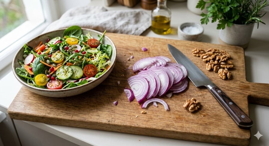 Hành tây và óc chó là những thực phẩm giàu dưỡng chất hỗ trợ bảo vệ thành mạch, cải thiện tuần hoàn máu.