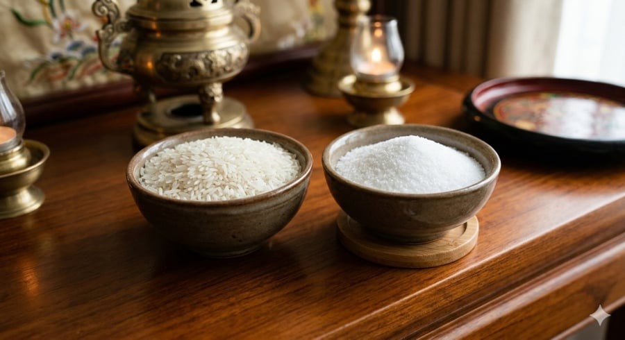 Giữ bát gạo, bát muối sạch sẽ, khô ráo là cách duy trì sự trang nghiêm và tôn kính tổ tiên.