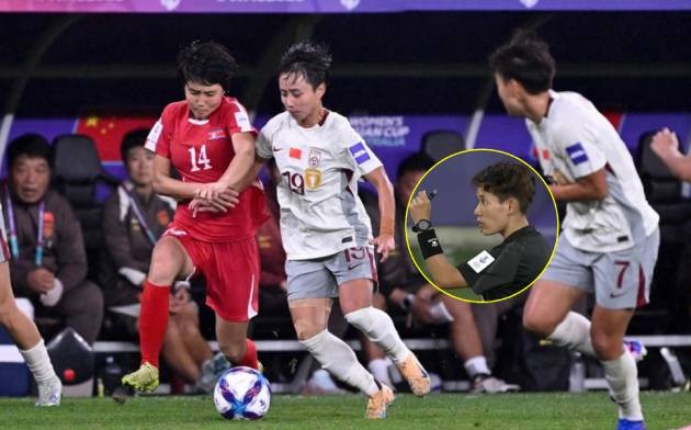 Trọng tài Lê Thị Ly gây tranh cãi trong trận thắng của Trung Quốc trước Triều Tiên.