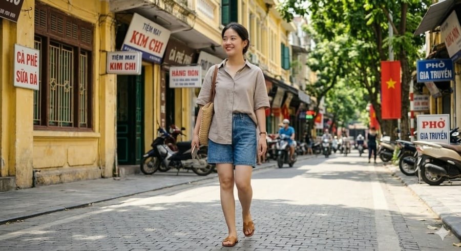 Áo sơ mi màu trung tính mang lại vẻ ngoài gọn gàng, thanh lịch và thoải mái trong ngày nắng.