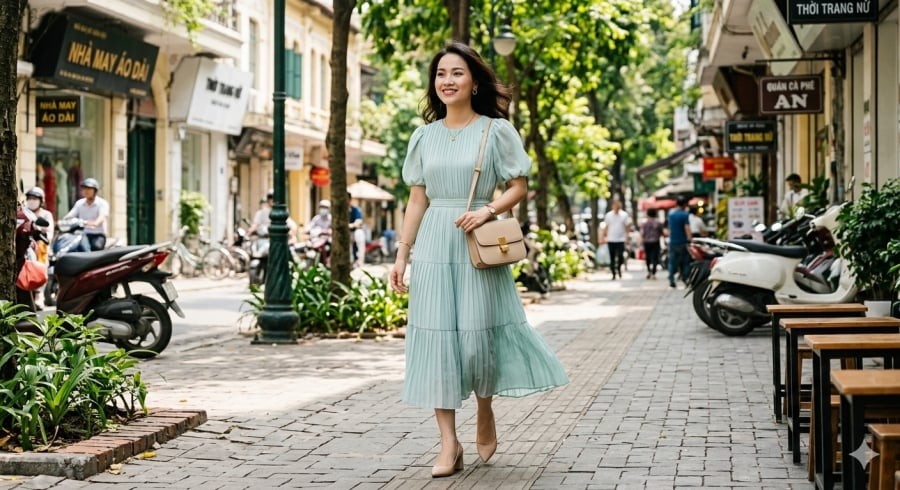 Váy dài giúp tổng thể trang phục trở nên thanh lịch và tinh tế hơn trong nhiều hoàn cảnh.