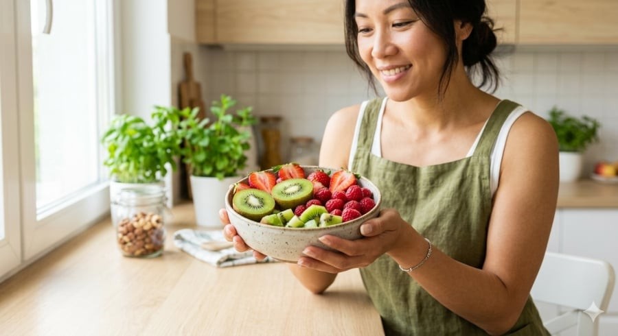 Bổ sung trái cây giàu vitamin B7 vào chế độ ăn giúp nuôi dưỡng tóc và làn da từ bên trong.