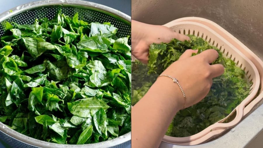 Trước khi nấu, bạn nên vò rau ngót để rau nhanh chín và làm vị ngọt tiết ra tốt hơn.