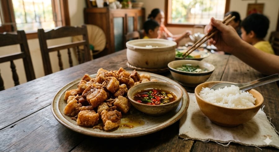 Tóp mỡ từng là món ăn quen thuộc trong bữa cơm gia đình, nay trở thành món ăn vặt được nhiều người ưa chuộng.