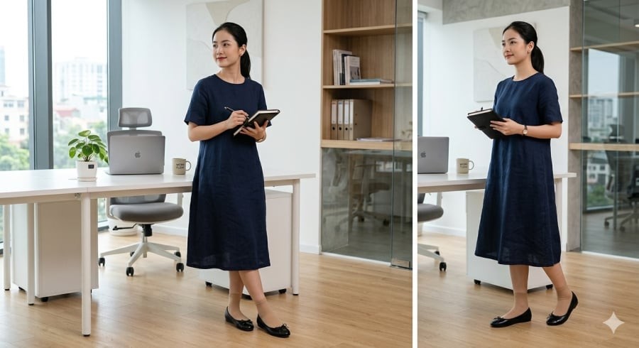 Giày búp bê êm chân, dễ phối – lựa chọn lý tưởng cho ngày làm việc bận rộn.