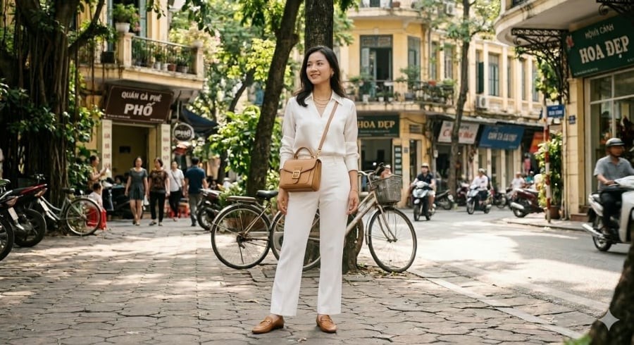 Quần trắng không chỉ hợp đi chơi mà còn là lựa chọn tinh tế cho môi trường công sở mùa hè.