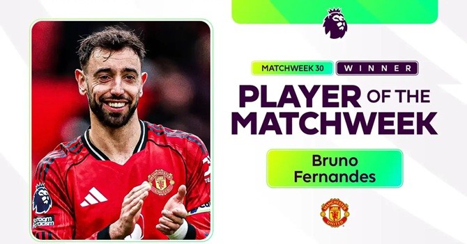 Bruno là cầu thủ xuất sắc nhất tuần.