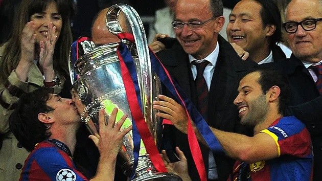 Messi và Mascherano vô địch Champions League năm 2011.