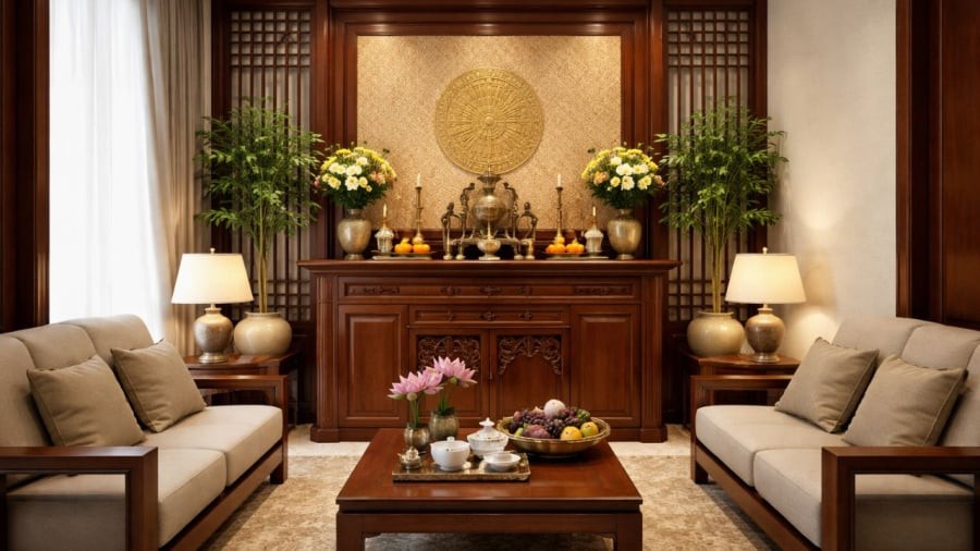 Khi đặt ban thờ trong phòng khách hãy chú ý