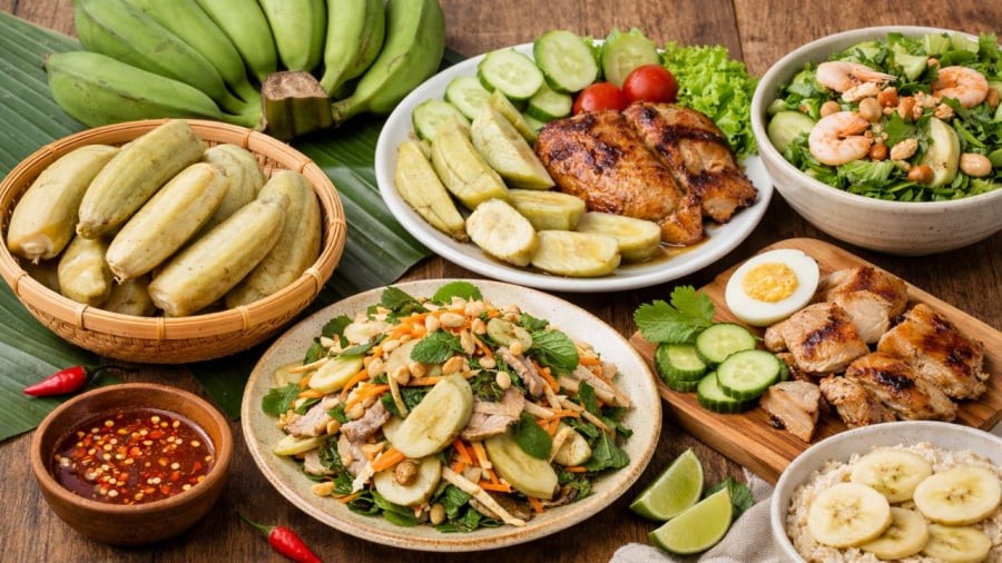 Chuối xanh luộc giúp hỗ trợ thay thế các món giàu tinh bột