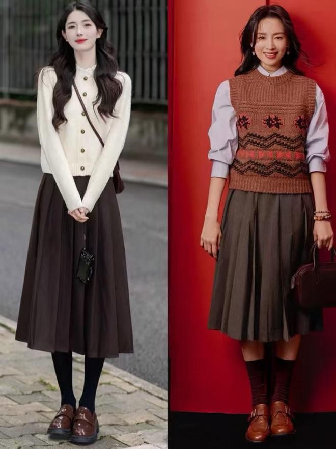 Khi kết hợp cùng giày nâu, bộ trang phục trở nên thanh lịch và dễ tạo thiện cảm.