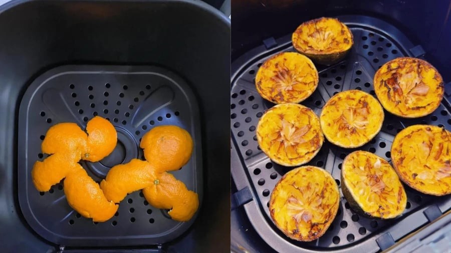 Bạn có thể sử dụng nồi chiên không dầu để làm nóng vỏ cam, chanh, bưởi... để khử mùi hôi trong nhà.