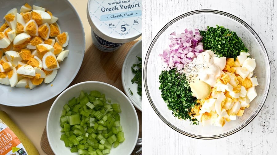 Bạn có thể dùng trứng luộc để chế biến các món salad hấp dẫn.