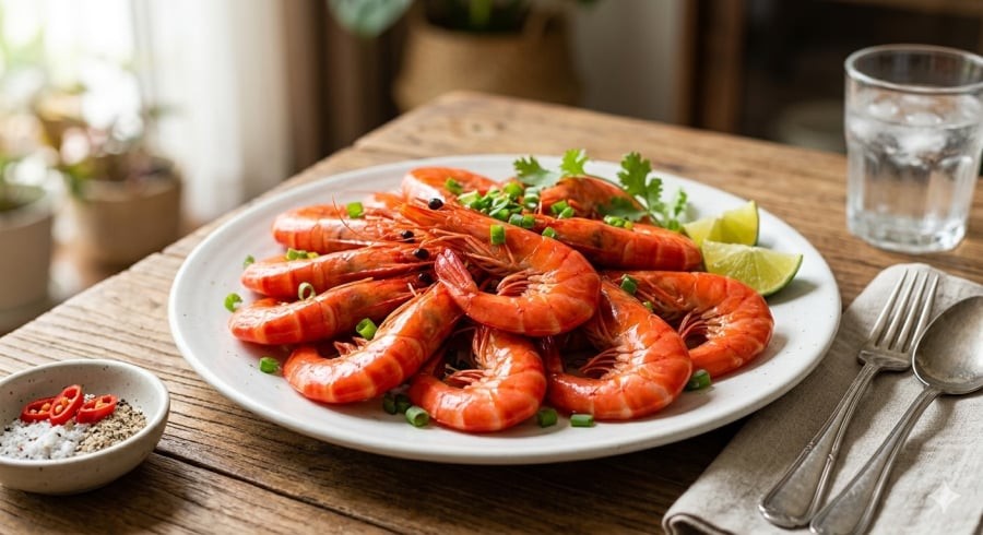 Tôm luộc đạt màu đỏ đẹp và giữ độ tươi tự nhiên