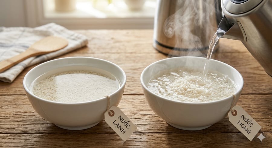 Nhiều người phân vân nên dùng nước nóng hay nước lạnh khi nấu cơm mỗi ngày.