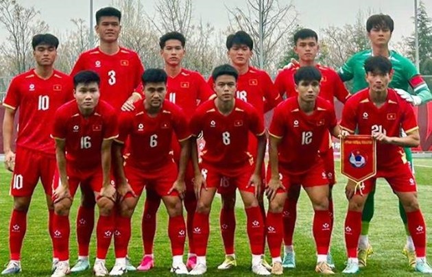 Đội hình U23 Việt Nam ở trận đấu với U23 Triều Tiên. Ảnh: VFF.