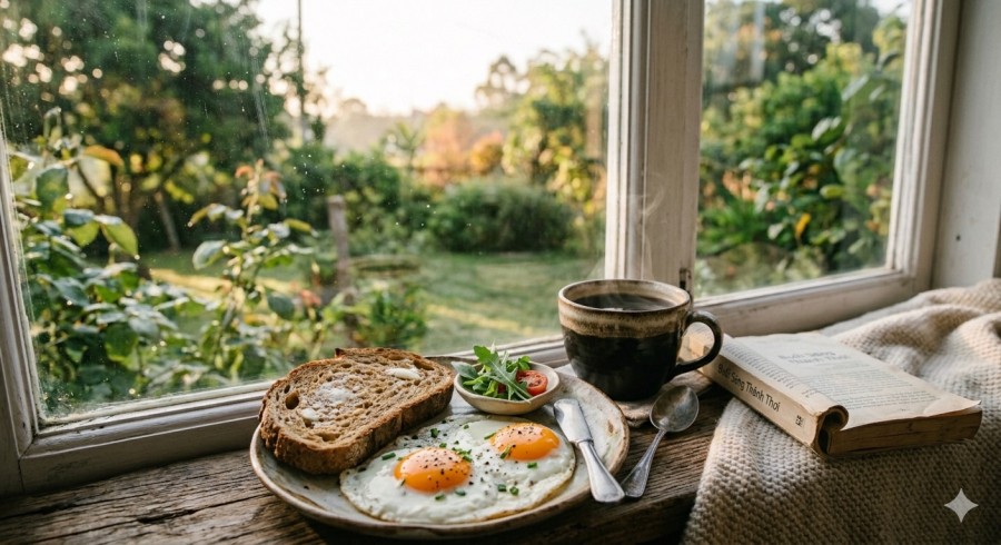 Kết hợp cà phê với bữa sáng giàu protein giúp duy trì năng lượng ổn định trong ngày