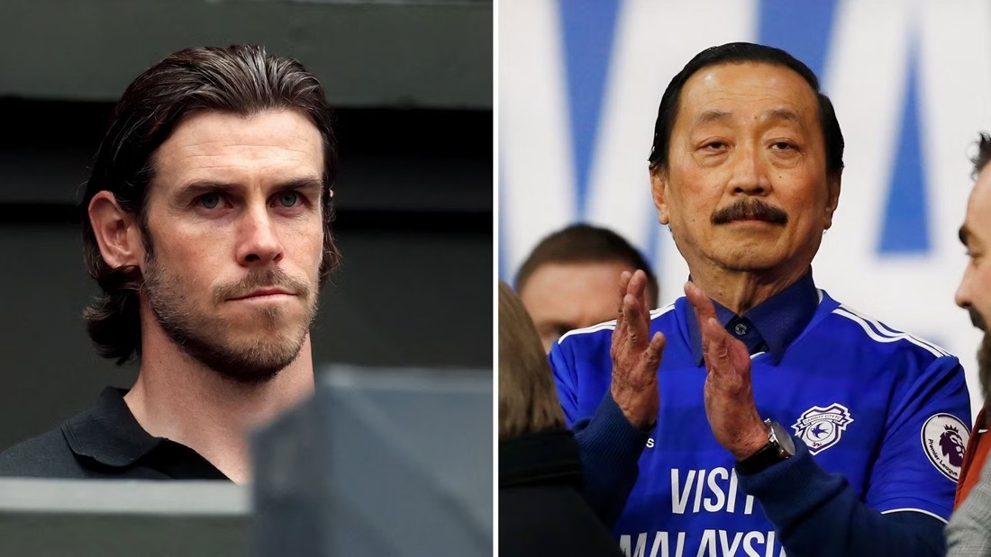 Gareth Bale và ổng chủ hiện tại của Cardiff, Vincent Tan.