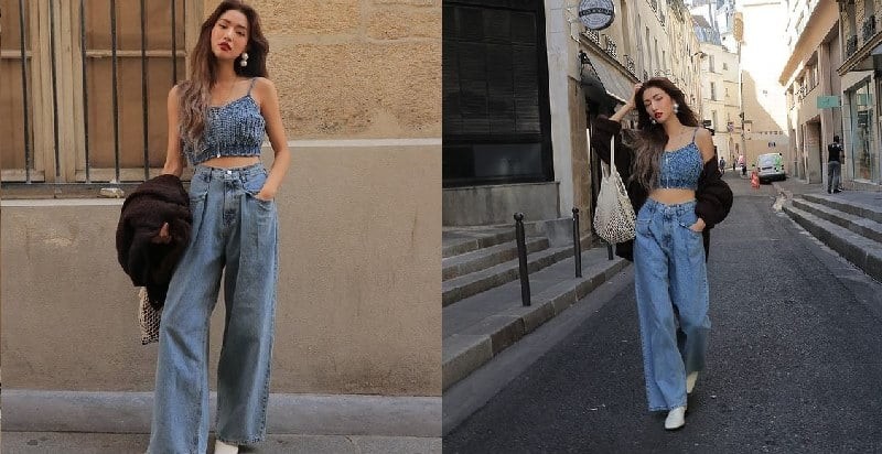  Sự kết hợp giữa áo hai dây gọn gàng và quần dài mềm mại mang lại vẻ ngoài vừa nữ tính vừa hiện đại.