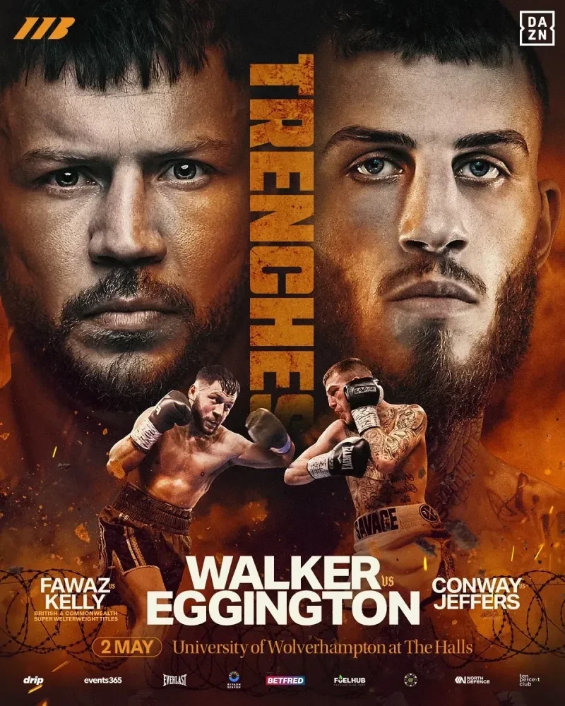 Tấm poster quảng bá trận đấu giữa Conah Walker và Sam Eggington.