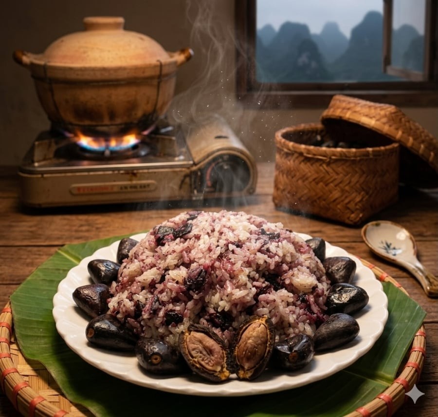 Món xôi trám nếp đen truyền thống của người dân miền núi