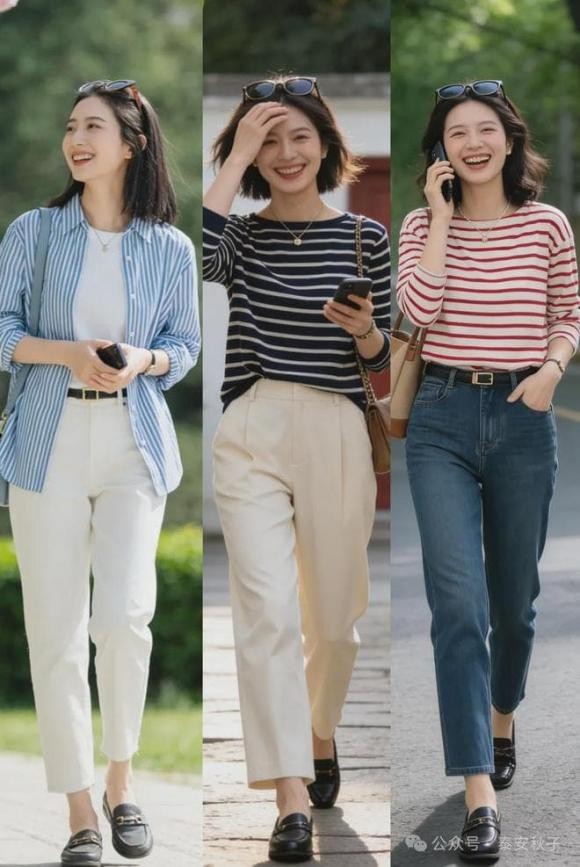 Khi kết hợp cùng giày lười, phần gấu quần dừng trên mắt cá chân giúp tạo hiệu ứng kéo dài chiều cao và làm nổi bật đôi chân.