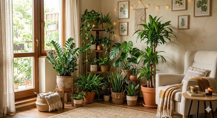 Kết hợp nhiều loại cây cảnh giúp căn nhà trở nên sinh động và dễ chịu hơn mỗi ngày