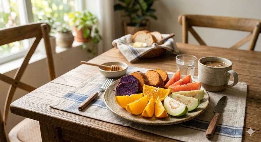 Bổ sung thực phẩm giàu vitamin A và C giúp nuôi dưỡng làn da từ bên trong.