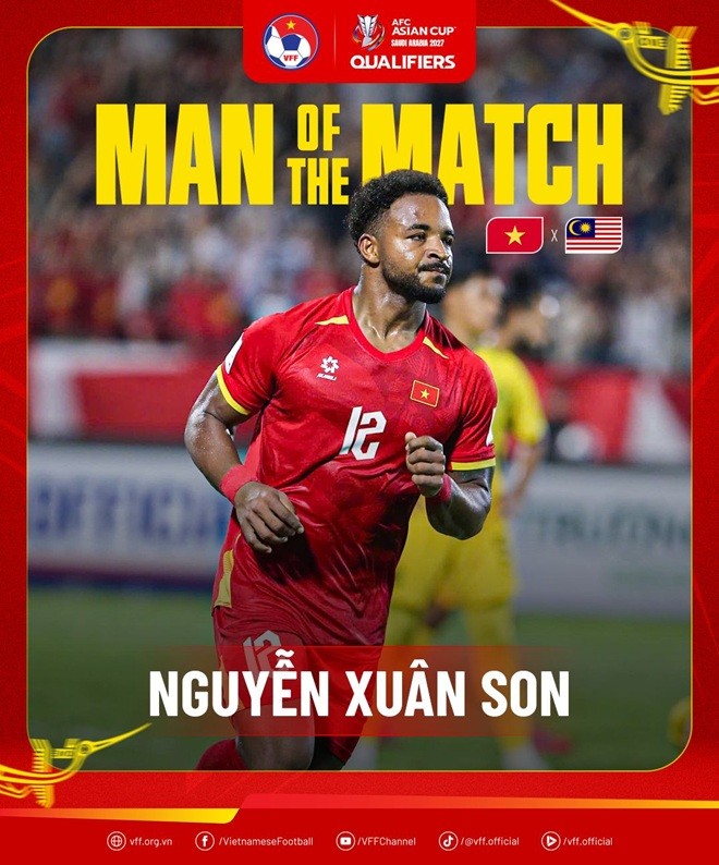 Xuân Son là Cầu thủ xuất sắc nhất trận.