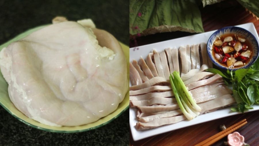 Bạn cần sơ chế để loại bỏ nhớt và khử mùi hôi của dạ dày lợn. Sau đó, luộc dạ dày với một số nguyên liệu như sả, gừng để tiếp tục khử mùi.