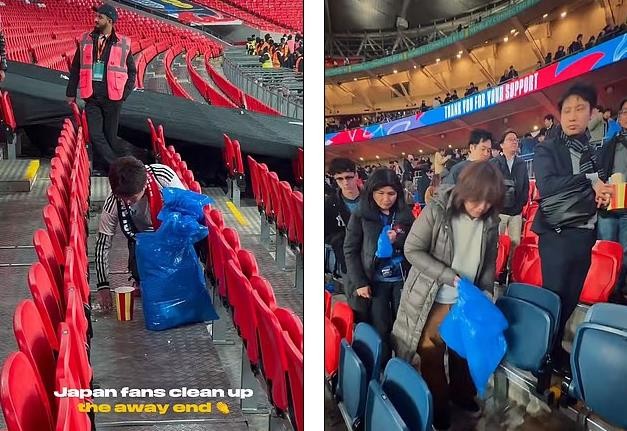 CĐV Nhật Bản ghi điểm sau chiến thắng của đội nhà trước Anh tại Wembley.